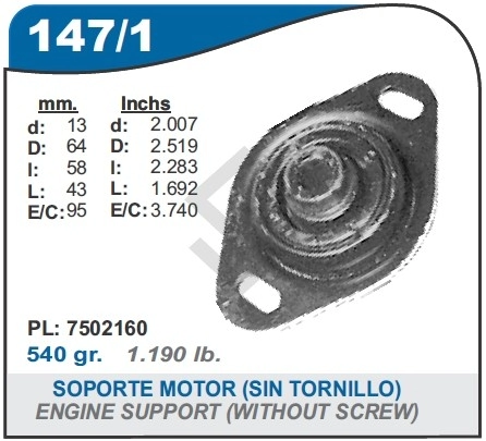 FT SOPORTE MOTOR 147 S/TORNILLO-