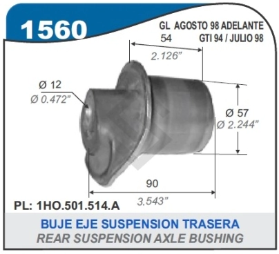 VW BUJE EJE SUSP. TRAS. - GOLF 98.../