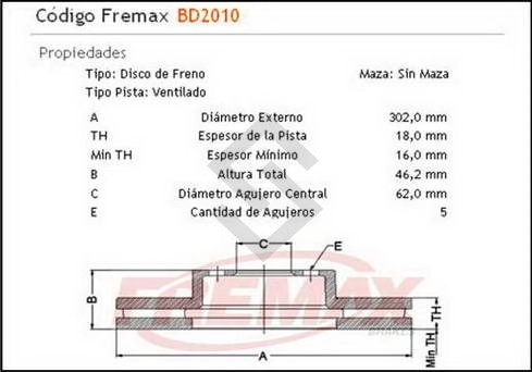 IM DISCO FRENO DEL. (V) TOYOTA RAV-4 - 95/00