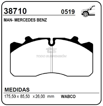 IM PAST. FRENO DEL./TRAS. M. BENZ 914C 98/... / 955 03/... / MAN M-2000 CAMION