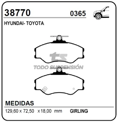 IM PAST. FRENO DEL. HYUNDAI FURGON 95/96 - H100 2.5D