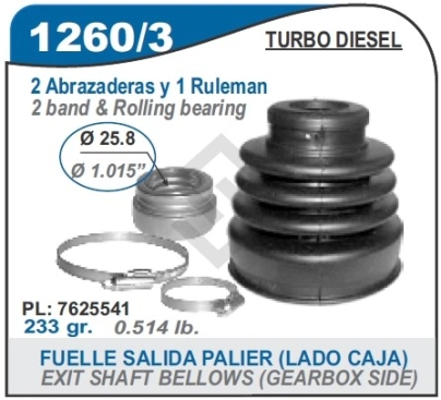 FT FUELLE S/EJE PALIO/SIENA/STRADA - L/CAJA - C/ROD. DIAM.25.8