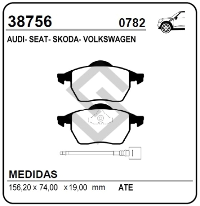 VR PAST. FRENO DEL. A3 / SKODA OCTAVIA / SEAT TOLEDO