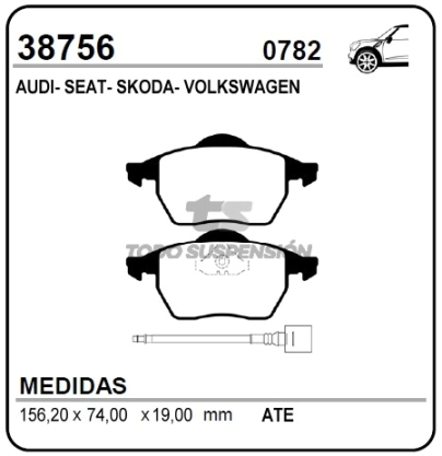 VR PAST. FRENO DEL. A3 / SKODA OCTAVIA / SEAT TOLEDO