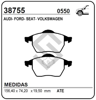 VR PAST. FRENO DEL. GALAXY / SEAT ALHAMBRA 1.8 I 20V / SHARA 1.8T 20V