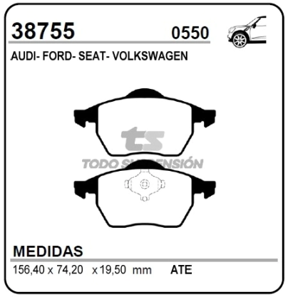 VR PAST. FRENO DEL. GALAXY / SEAT ALHAMBRA 1.8 I 20V / SHARA 1.8T 20V
