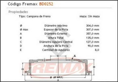 FD CAMP. FRENO TRAS. F.100  MODELO NUEVO DUTY