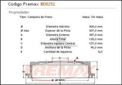 FD CAMP. FRENO TRAS. F.100  MODELO NUEVO DUTY