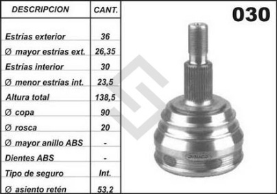 VW JTA.HOMOC. BORA / GOLF IV / PASAT 6CIL / GOLF 6 CIL. / AUDI A3