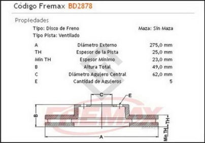 IM DISCO FRENO DEL. (V) TOYOTA RAV4 2.0 16V / 2.4   01/...