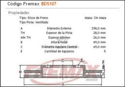 IM DISCO FRENO DEL. (V) HYUNDAI SANTA FE 2.7  07/...