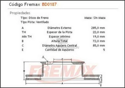IM DISCO FRENO DEL. (V) M.BENZ SPRINTER 416 CDI 03/...