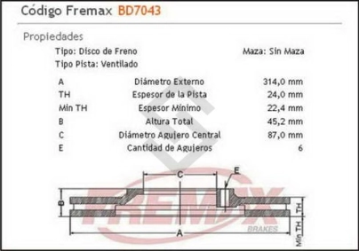 IM DISCO FRENO DEL. (V) MITSUBISHI  L-200 2.5 TDI  03/...
