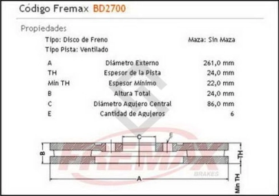 IM DISCO FRENO DEL. (V) KIA BONGO K2500 / K2700 UTILITARIOS 99/...