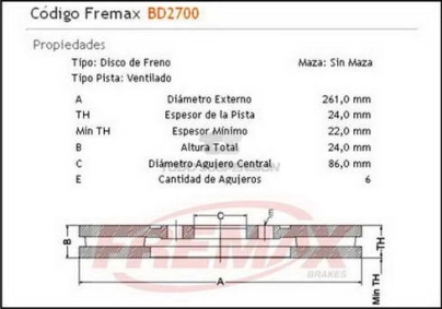IM DISCO FRENO DEL. (V) KIA BONGO K2500 / K2700 UTILITARIOS 99/...