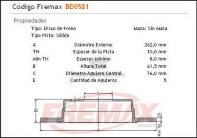 IM DISCO FRENO TRAS. (S) HYUNDAI I30 2.0 16V  08/... TUCSON 13/...
