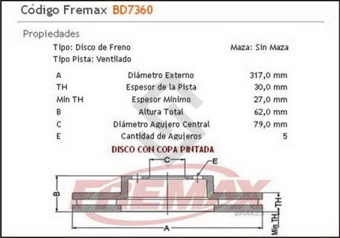 IM DISCO FRENO DEL. (V) LAND ROVER DISCOVERY 3 2.7 - 4.0 /  RANGE ROVER SPORT  2.7 TDI 05/...