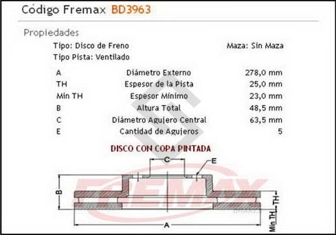 FD DISCO FRENO DEL. (V) FOCUS 08/... - VOLVO C30 1.6D / 1.6I 16V / 1.8I 16V / 2.0I   08/...