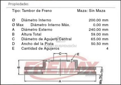 VR CAMP. FRENO TRAS. C/MAZA UP 12/... - SEAT AROSA 1.0I / 1.4 16V 97/04 / 1.4TDI 00/04 / CORDOBA 99/02