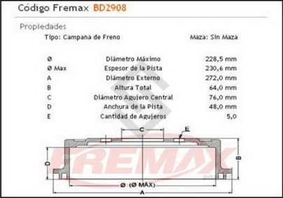 IM CAMP. FRENO TRAS. C/MAZA  HYUNDAI TUCSON 2.0 / 2.7  05/...