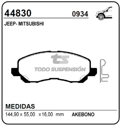 IM PAST. FRENO DEL. C4 AIRCROSS 1.6/2.0HDI 10/... MITSUBISHI OUTLANDER/GALANT 00/... - JEEP PATRIOT/COMPASS 08/..