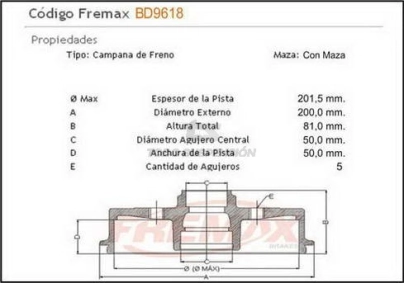 VW CAMP. FRENO TRAS. C/MAZA FOX 07/...