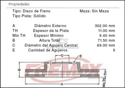 IM DISCO FRENO TRAS. (S) HYUNDAI SANTA FE 2.4 10/... - KIA SORENTO 2.4 11/...