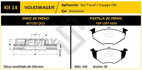 VW DISCO+PAST FRENO DEL. (V) GOL 1.6 8V 08/... / SAVEIRO 08/... / VOYAGE 1.6 8V 08/... - PD1100