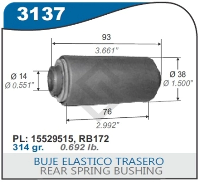 CH BUJE ELASTICO BLAZER/PICK UP S-10/C10/D20/VAN 65/70 - 14MM