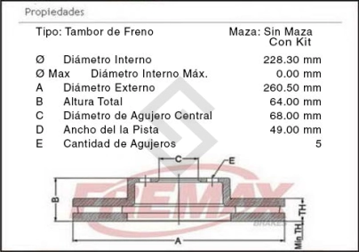 RT CAMP. FRENO TRAS. DUSTER 11/... OROCH 16/... 4X4