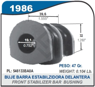 IM BUJE BARRA ESTAB. DEL. NISSAN KICKS / MARCH / VERSA 12/... - 20MM